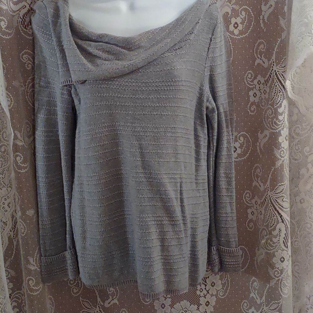 Dana Buchman Women's Size S Classic Gray Top asymmetrical neck‎ cotton blend